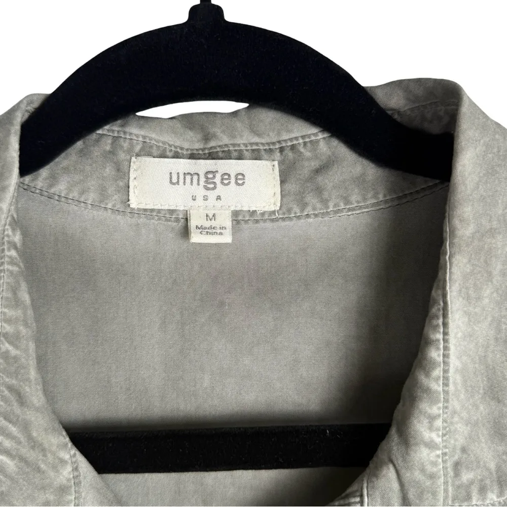 Umgee Sleeveless Button Down Dress Lace Ruffle Trim Gray Mineral Wash Size M - Image 4