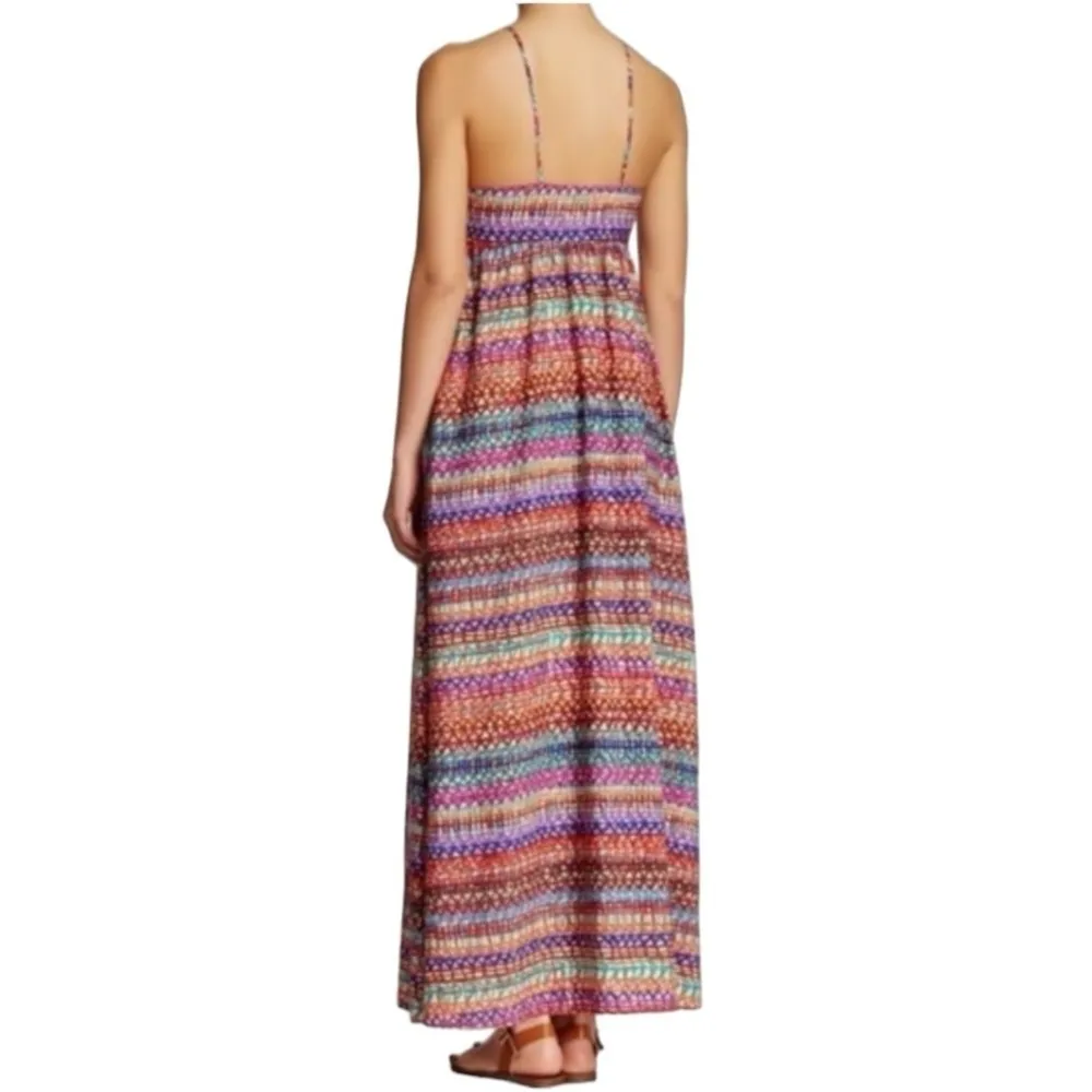 CeCe Annabelle Colorful Striped Maxi Sun Dress Size 6 Resortwear Vacation Travel - Image 2