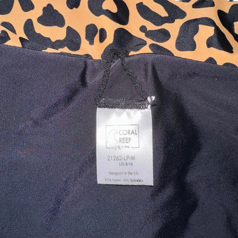 NWOT Coral Reef Cabana Leopard Print Reversible Ruffled Bikini Bottom 8/10 - Image 4