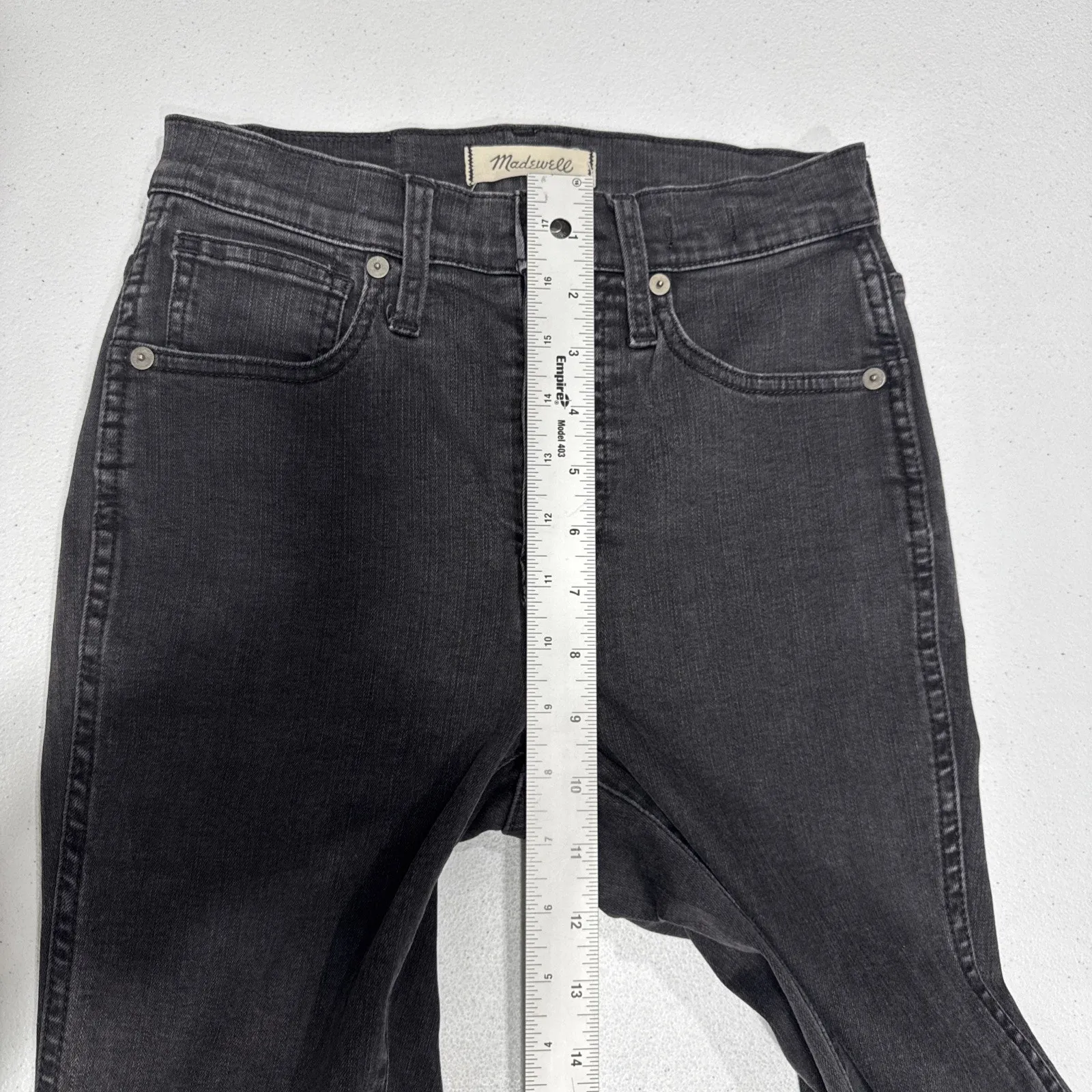 Madewell Jeans 10" High-Rise Skinny Jeans Button Fly Faded Black Denim Womens 24 - Image 12