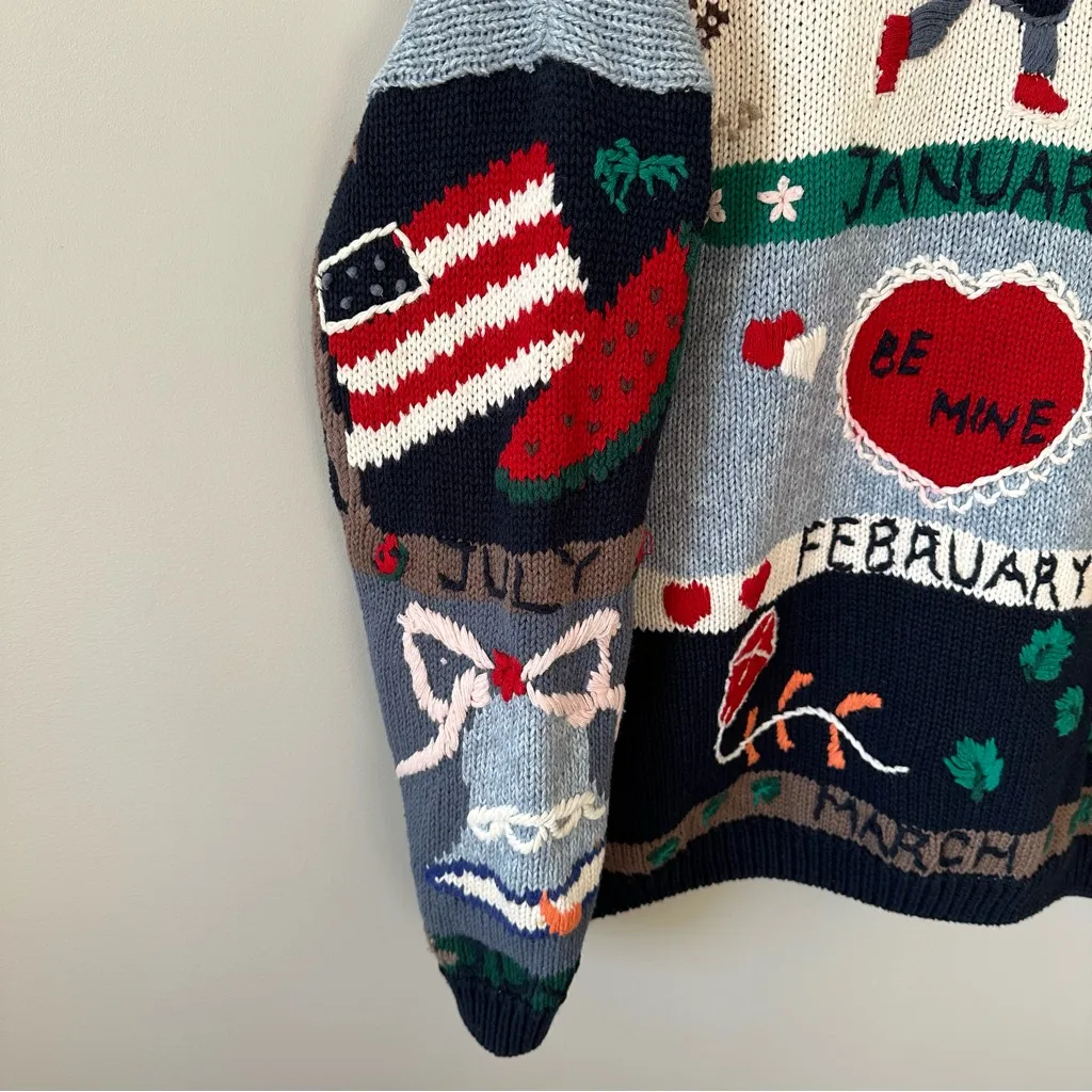 Christopher & Banks Vintage Embroidered Storybook Seasons Cardigan Sweater Large - Image 12