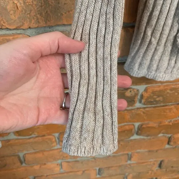 Express Ribbed Open Front‎ Cardigan Sweater Beige Long Sleeve Women's Size Large - Image 3