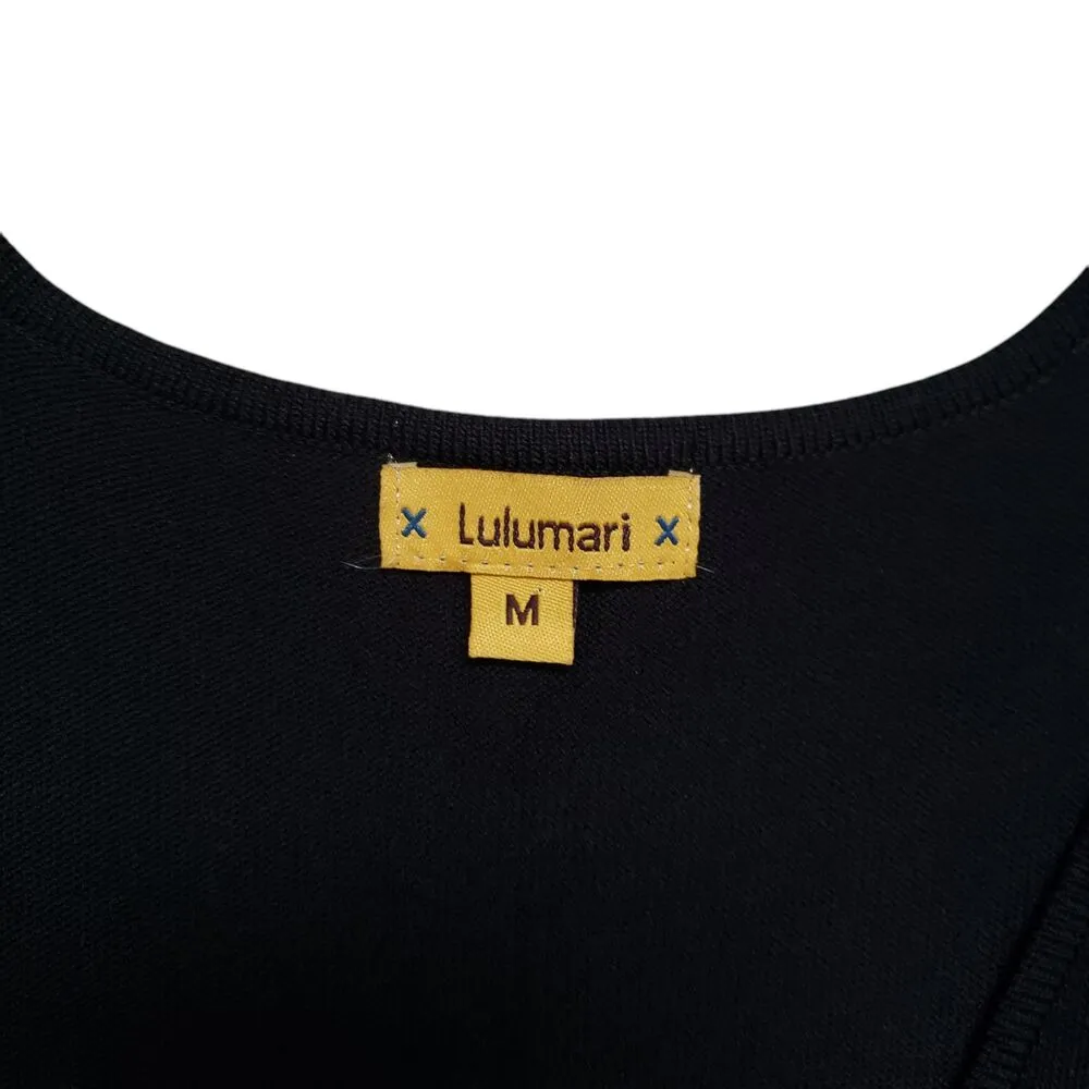 Anthropologie Lulumari Dress Womens Medium Black Gray 100% Cotton Y2K - Image 5