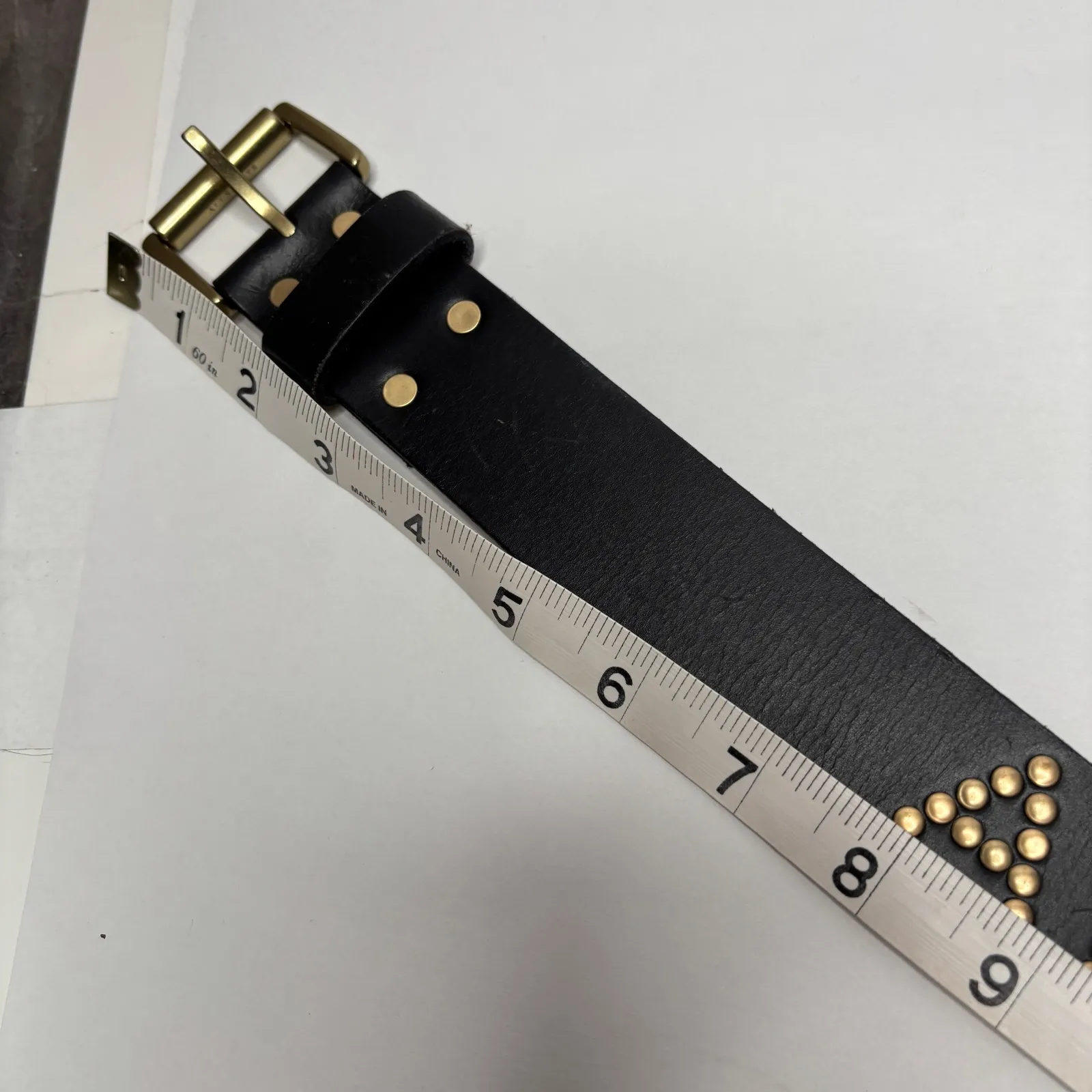 VTG ALLSAINTS ROCKS Studded Black Leather Belt Y2K Womens S Designer Punk - Image 8