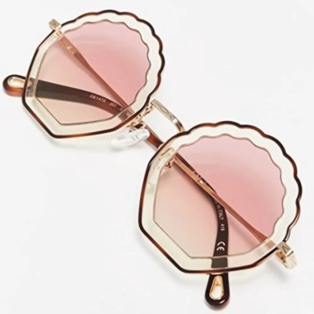 ?CHLOE? Tally Scalloped Sunglasses CE147S 257 ~ Havana 