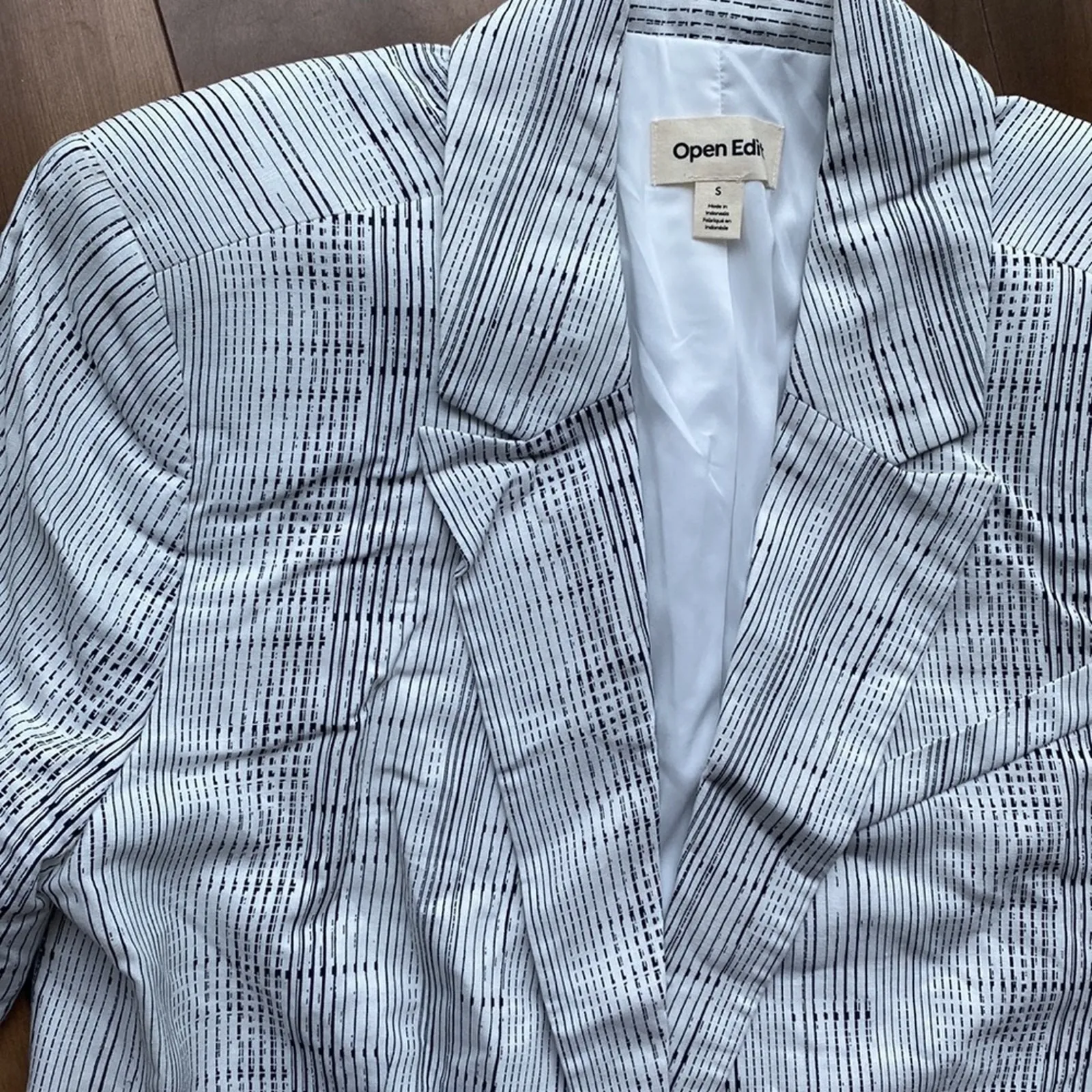 Open Edit Nordstrom Womens Small White Oversized Striped Blazer Corpcore Clean - Image 5