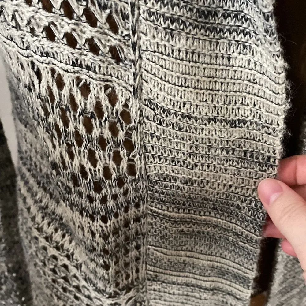 Paper Crane cotton blend open knit marled longline hooded cardigan size M - Image 8