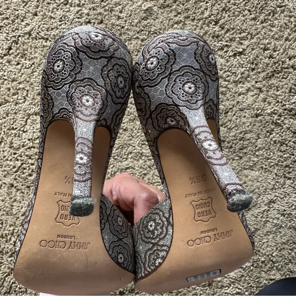 Vintage Jimmy Choo kerala brocade mules with encrusted crystals bow size 38 1/2 - Image 10