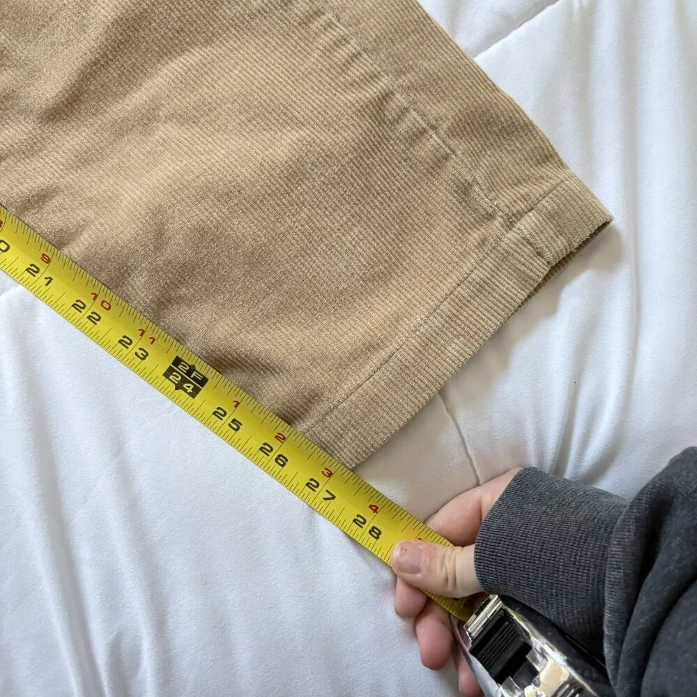 Lands End Womens Size 10P Corduroy Pants Tan Beige High Waist Pockets Belt Loops - Image 8