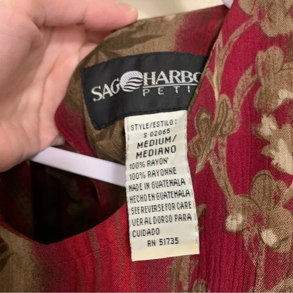 Sag Harbor Earthy Burgundy Green Midi Length Dress Size M Petite - Image 5