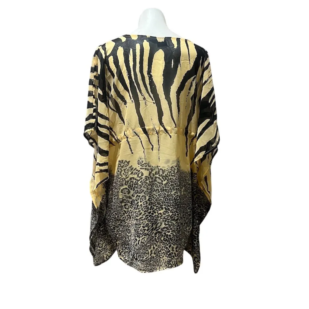 SR Fashion Women's Animal Print Tunic Multicolor One Size Casual Summer Yellow - Image 2
