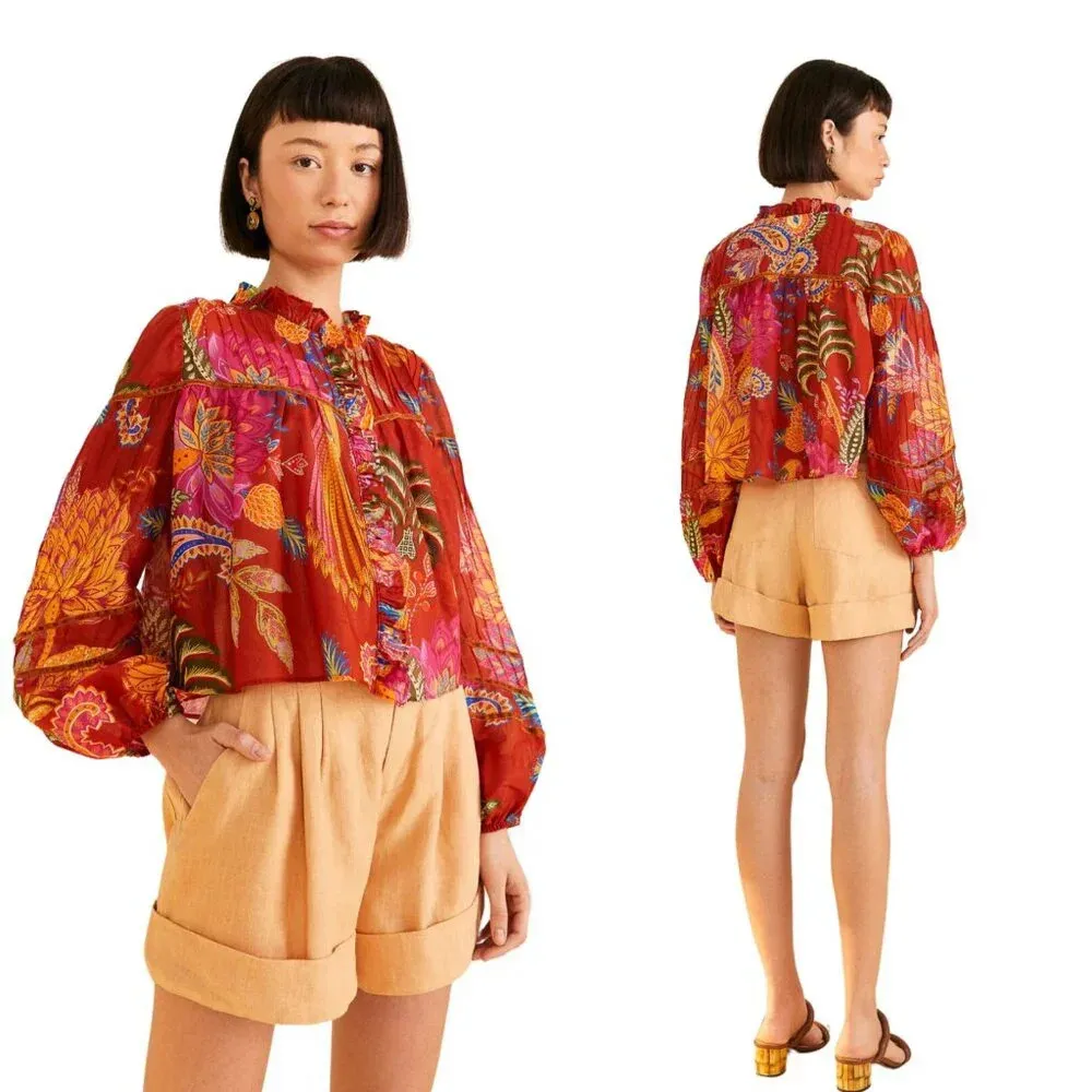 Anthropologie  Farm Rio Mystic Bush Blouse Size XS NWT $170 - Image 10