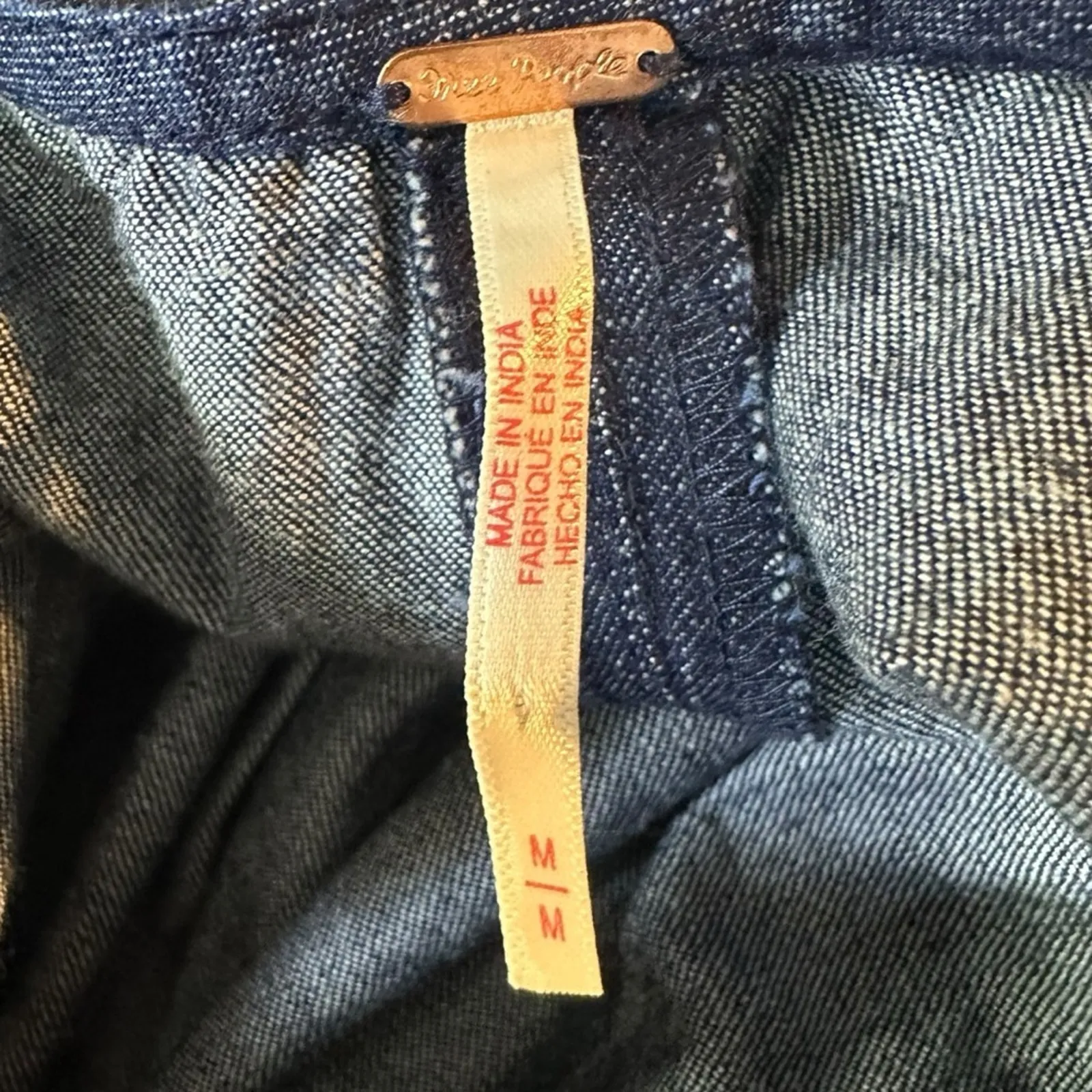 Free People Retro 90s Soraya Dark Denim Drop Waist Midi Jumper Dress Size Medium - Image 10