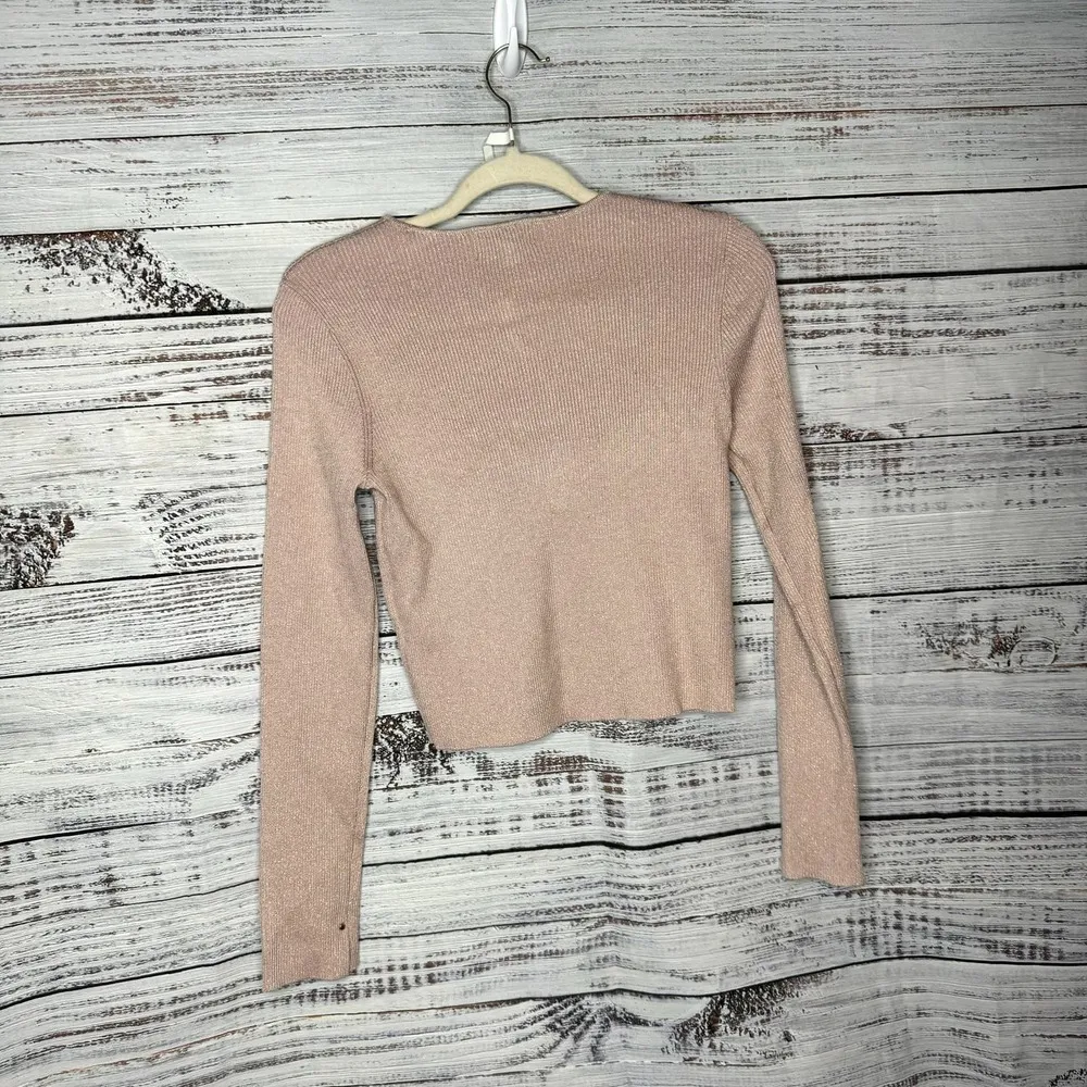 Calvin Klein Jeans Blush Ribbed Knit Long Sleeve Crew Neck NWT Med - Image 3