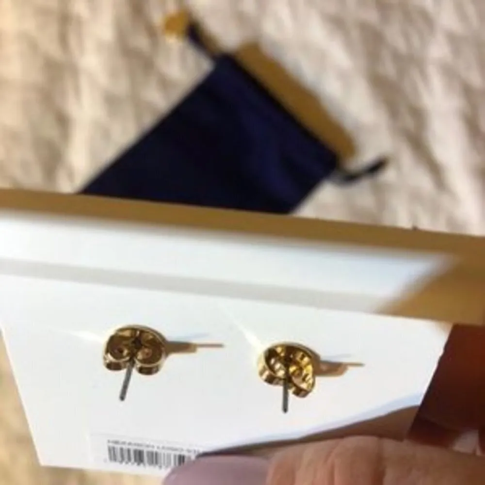 Tory Burch Gold Logo Stud Earrings Classic Designer NWT - Image 3
