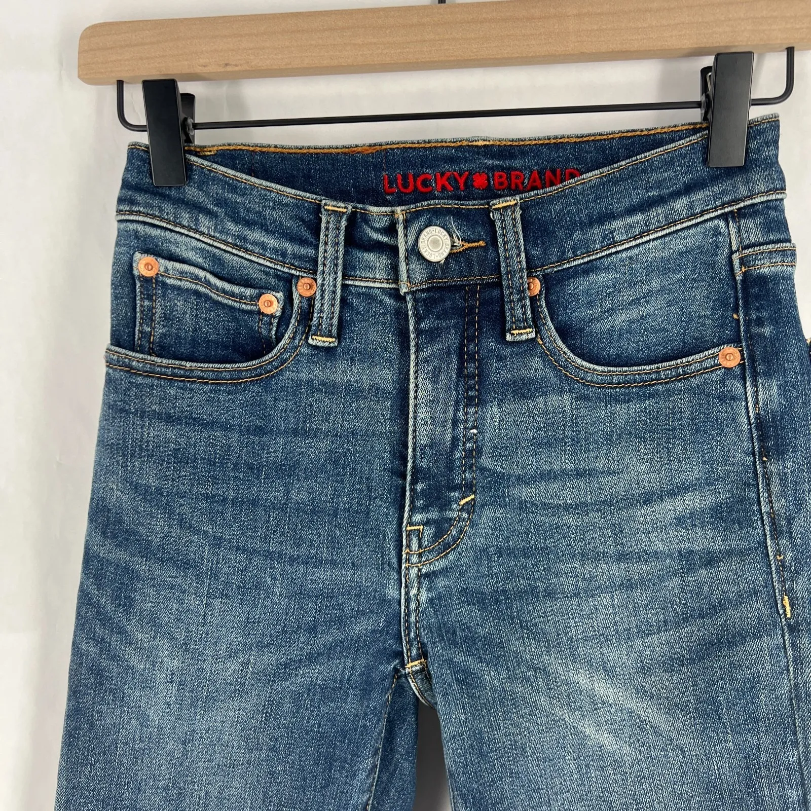 Lucky Brand Zoe High Rise Jeans Womens 24 Blue Denim Cotton Stretch Straight Leg - Image 2