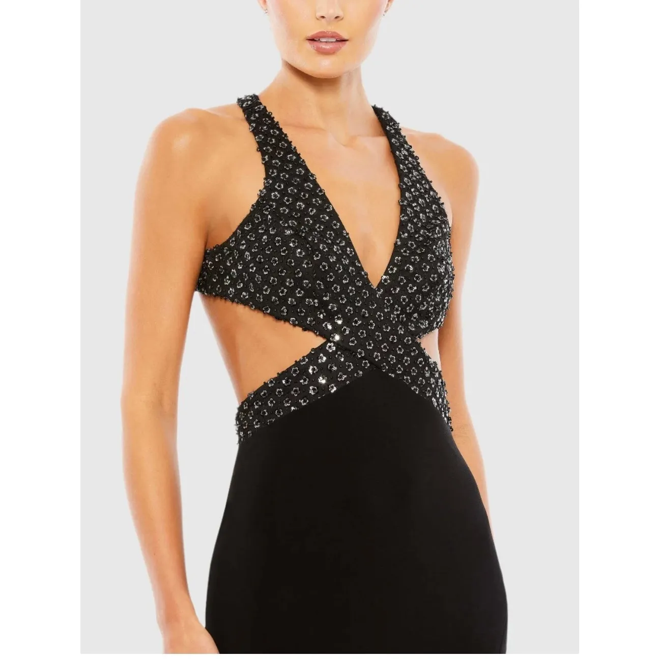 Mac Duggal 68166 Cutout Waist Criss Cross Back Dress Black size 0 - Image 3