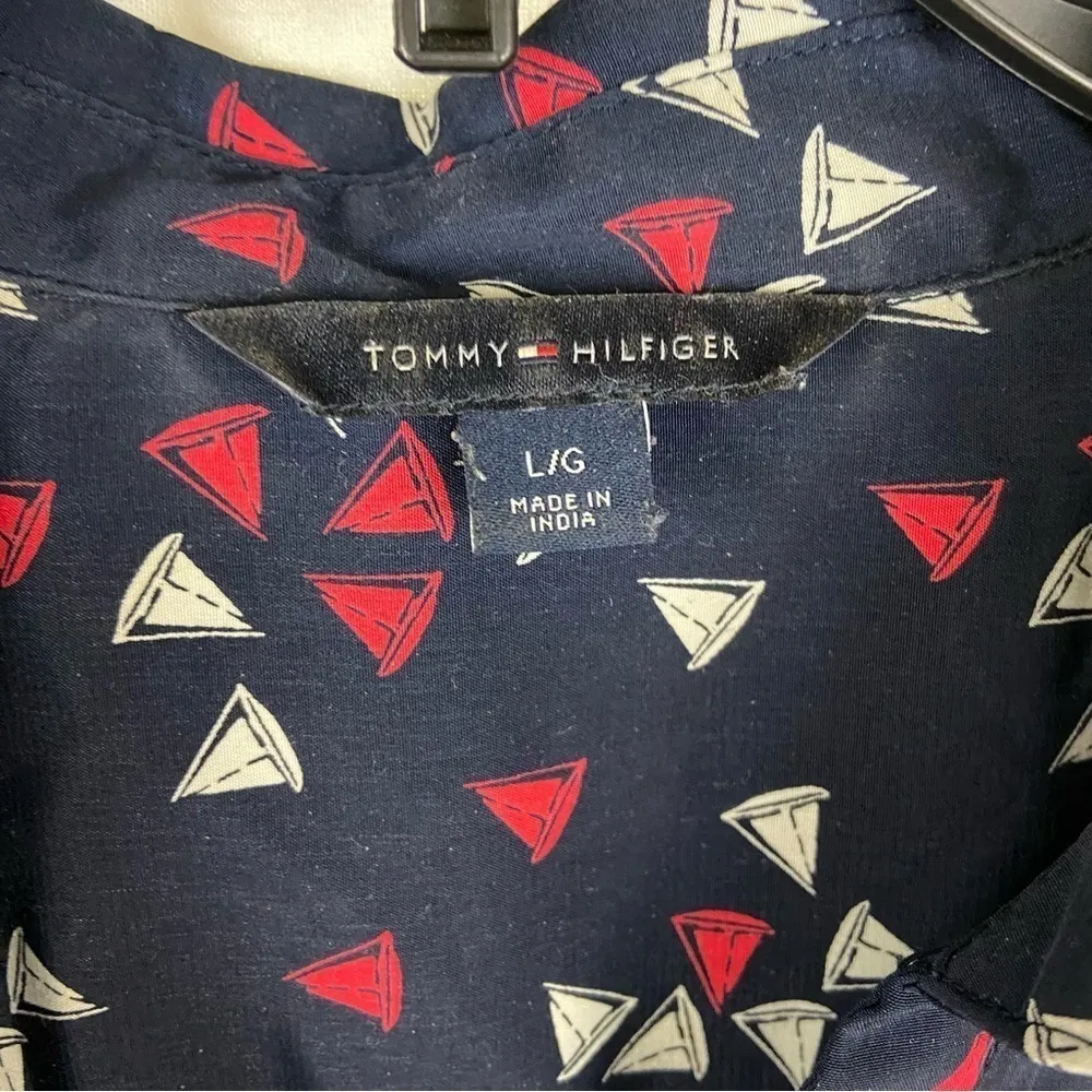 Tommy Hilfiger Red White & Blue Nautical Sailboat Top Women’s Size Large - Image 2