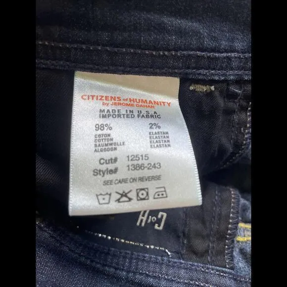 CITIZENS OF HUMANITY  Dani Jeans Crop Straight‎ Cuffed Hem Size 24 - Image 7