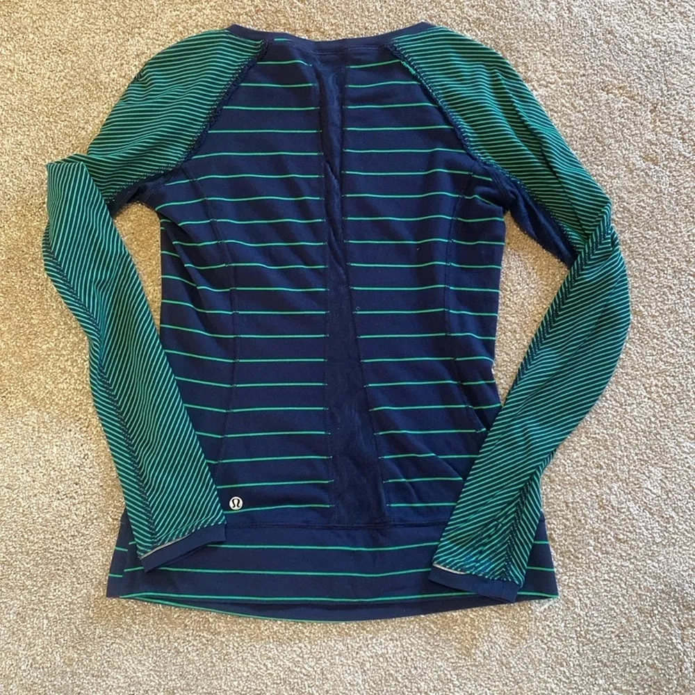 Lululemon Full Tilt L/S Slalom Stripe Inkwell Hyper Stripe Green Bean Inkwell 6 - Image 10