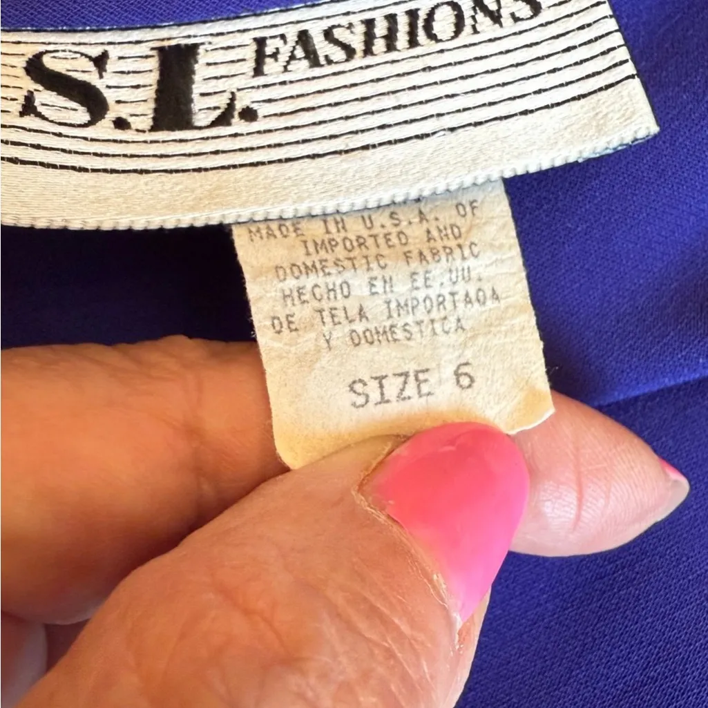 Beautiful vintage Dress Blue Size 6 - Image 12