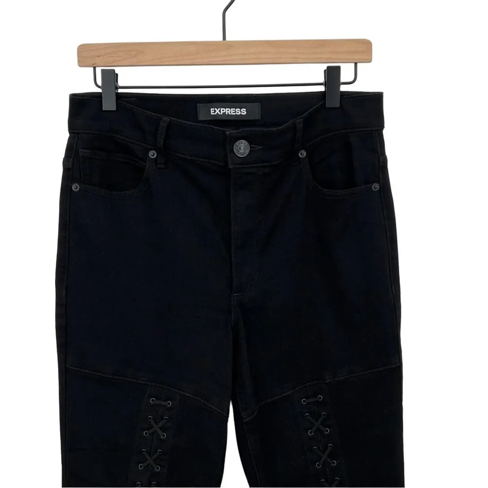 Express black high rise lace up stretch ankle legging jeans 10R - Image 3