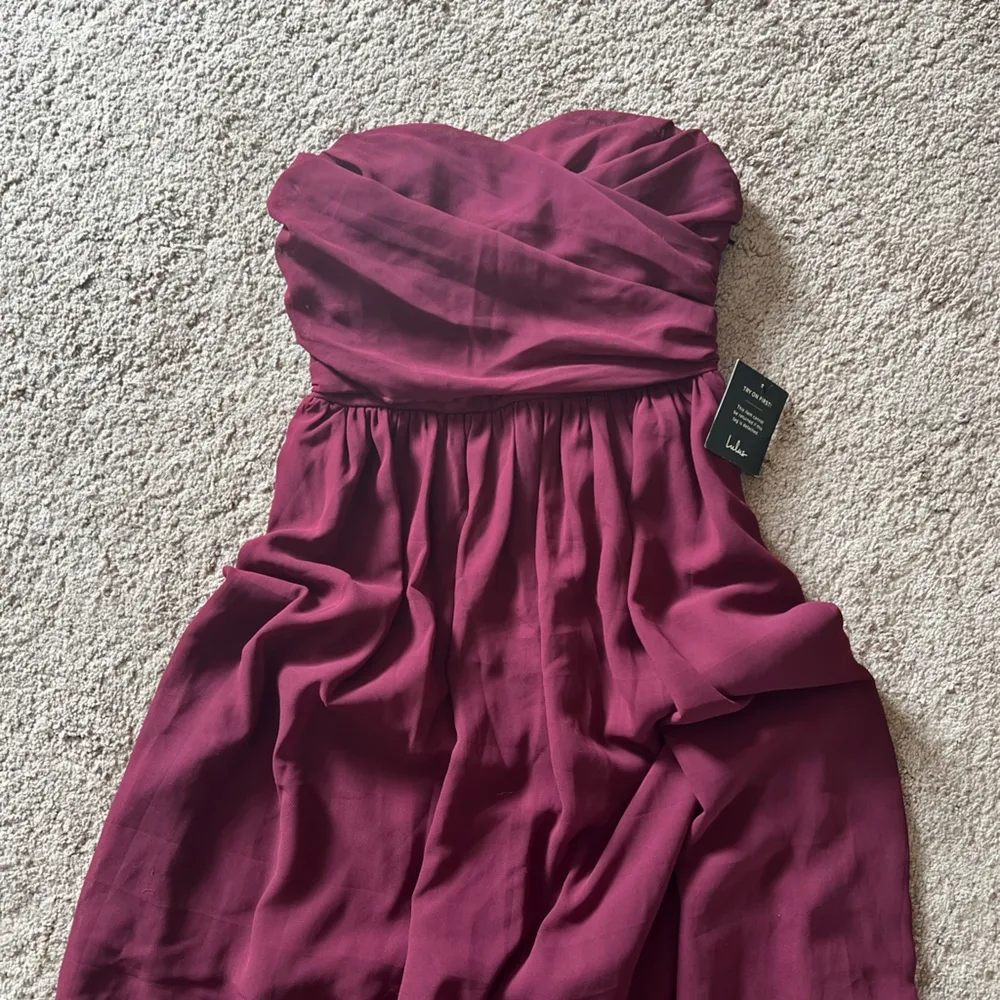 NWT LuLus Maroon Strapless Maxi Formal Dress - Image 2