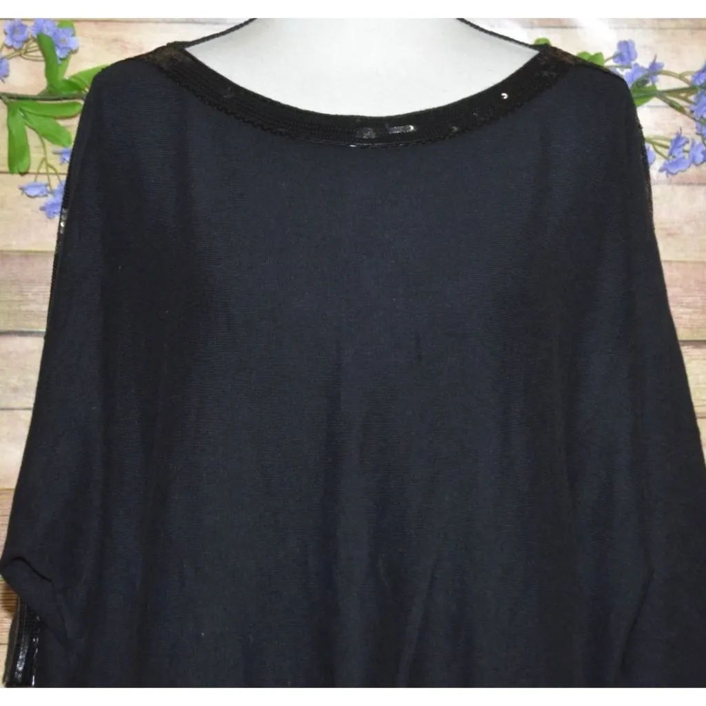 Talbots Women's Black Half Sleeve Knit Tee Plus Size 1X Sequin Stretch MINT - Image 2