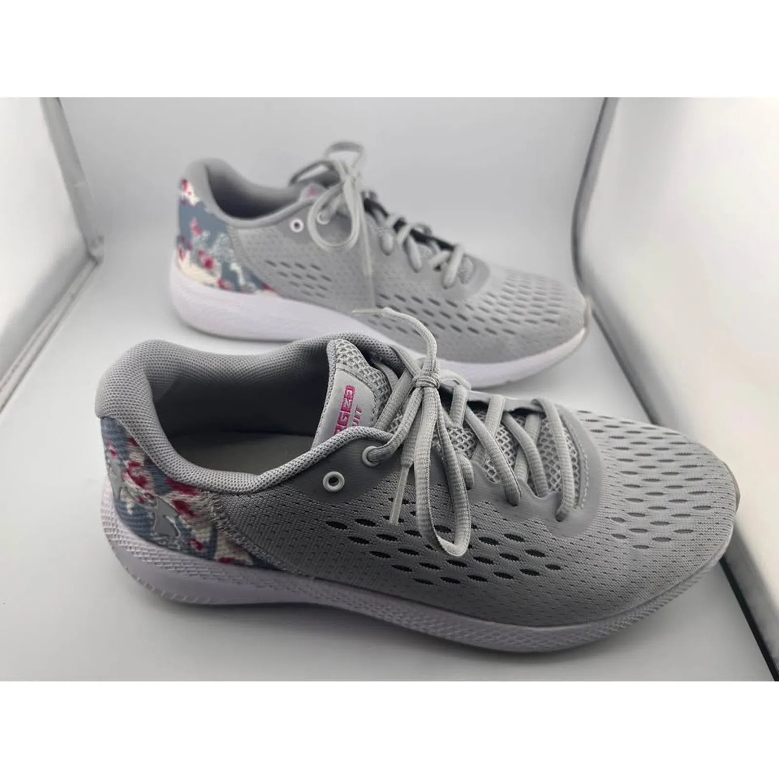 Under Armour; Floral/Gray running shoes; athletic shoes - Image 8