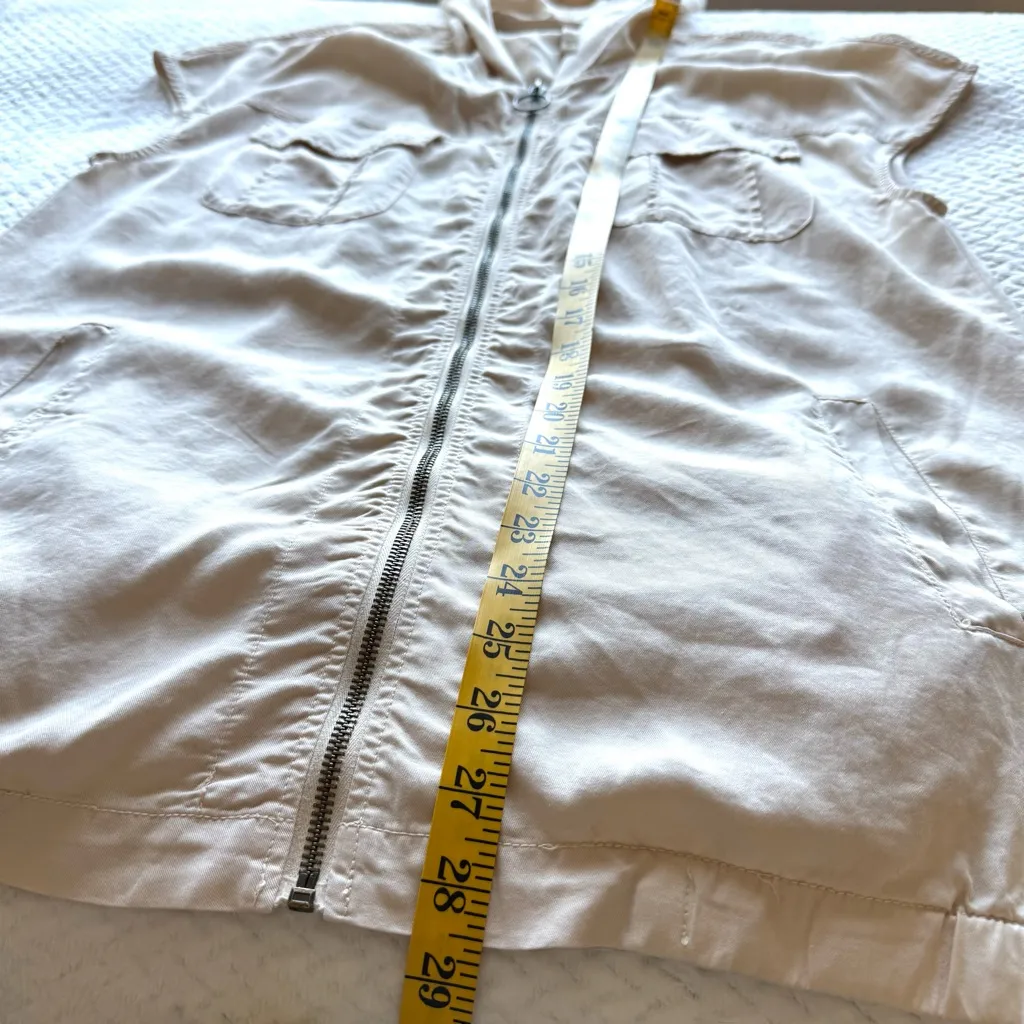 XCVI Drop Shoulder Full Zip Hooded Vest M Ivory Utility Cargo Lagenlook Gorpcore - Image 11