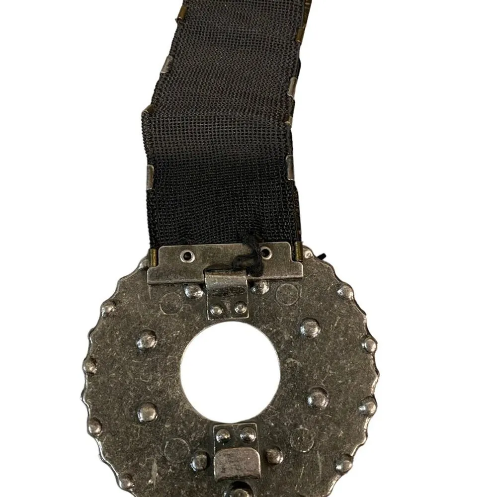 Bronze Metal Stretchy Belt with Rhinestone Buckle Brown - Image 5