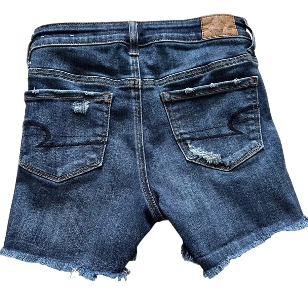 American Eagle Jean Shorts Next Level Stretch Hi Rise Shortie Distressed Size 0 - Image 7