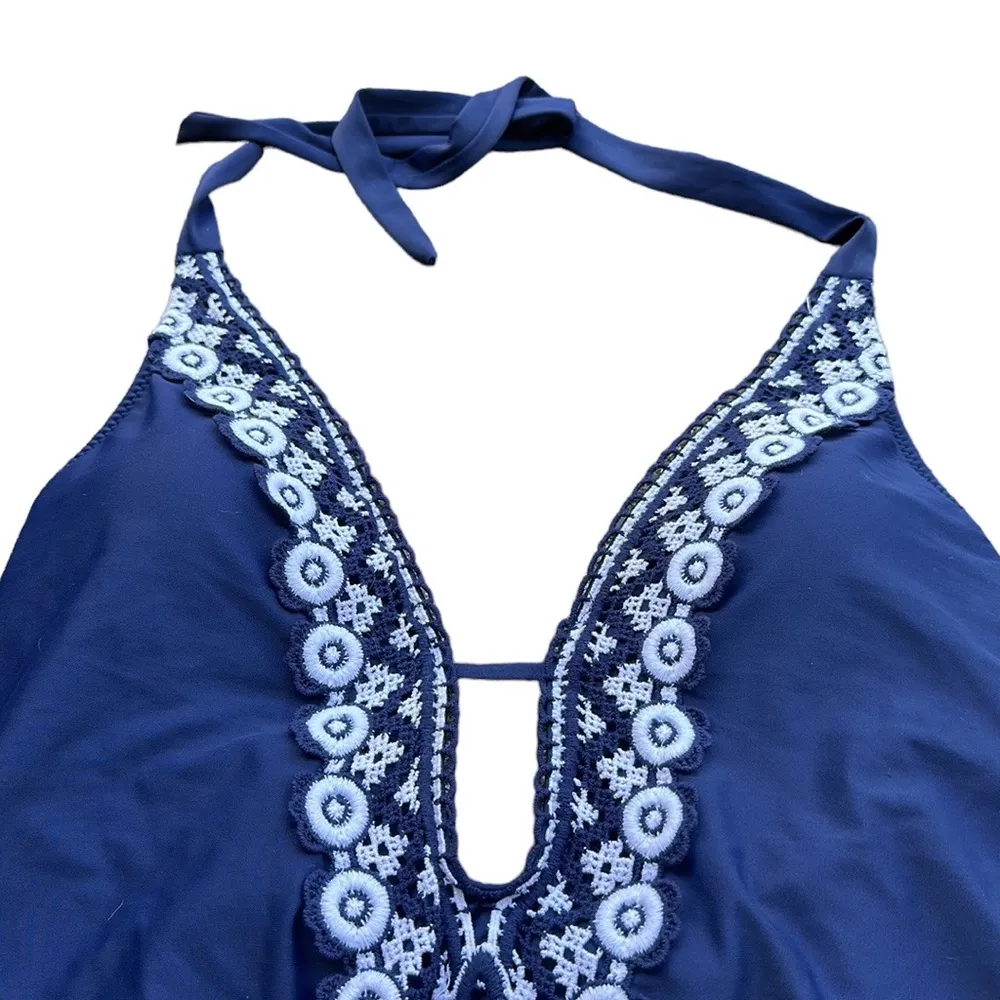 Kona Sol  Navy Blue One Piece Swimsuit XL Embroidered - Image 2