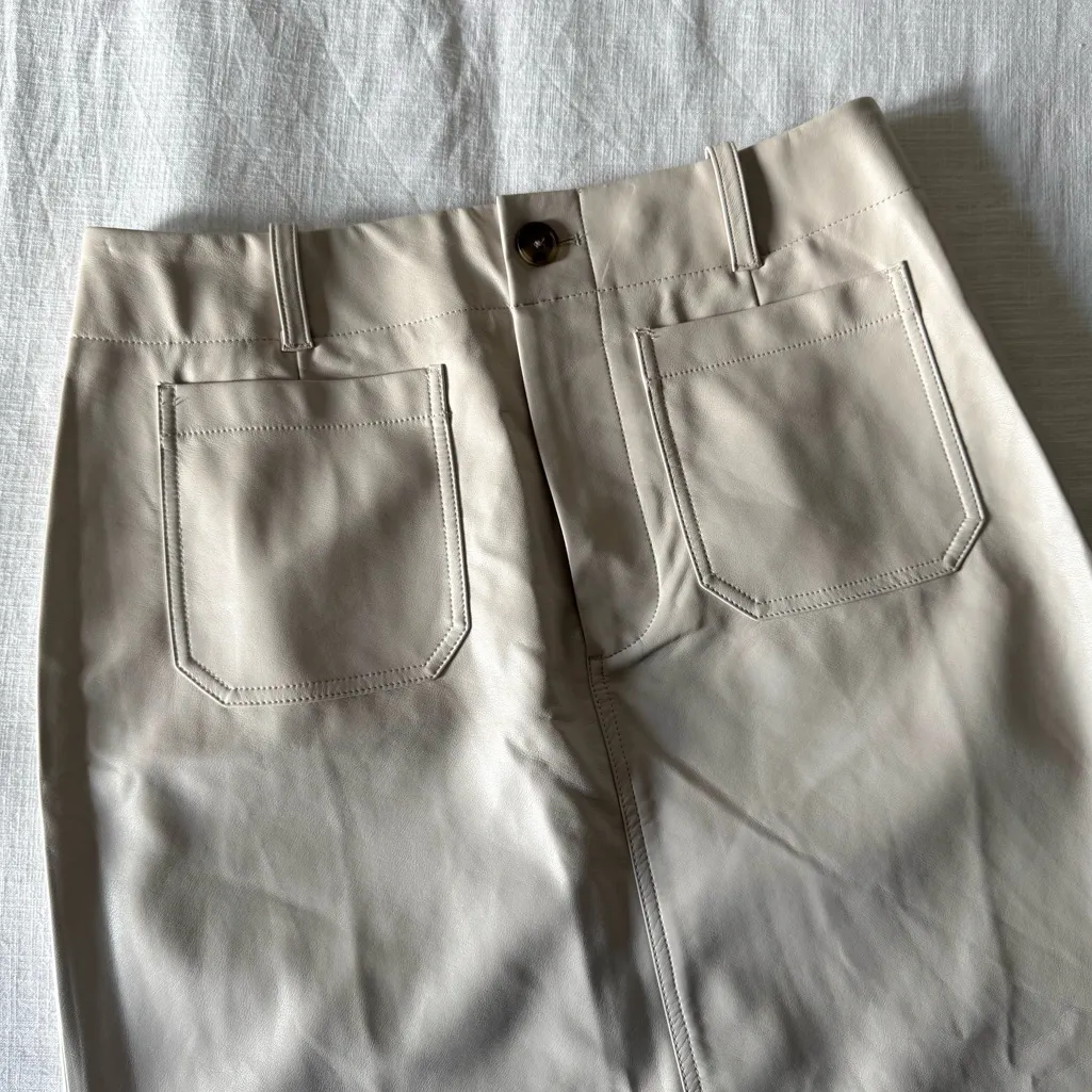 Maeve The Colette Faux Leather Maxi Skirt, Cream, NWT - size Large - Image 5