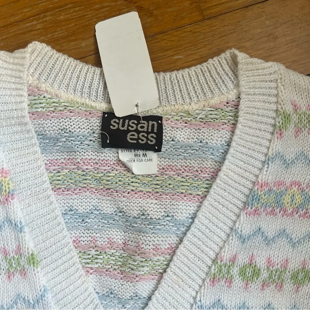 NWT vintage Susan Ess Sweater vest size M White Size M - Image 2