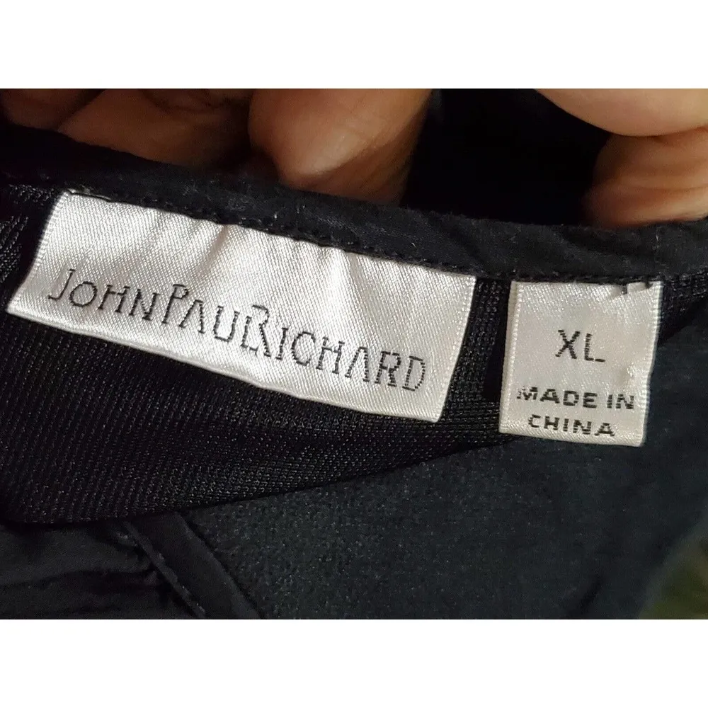 John Paul Richard Embroidered Black 100% Cotton Short Sleeve Top Blouse Size XL - Image 7