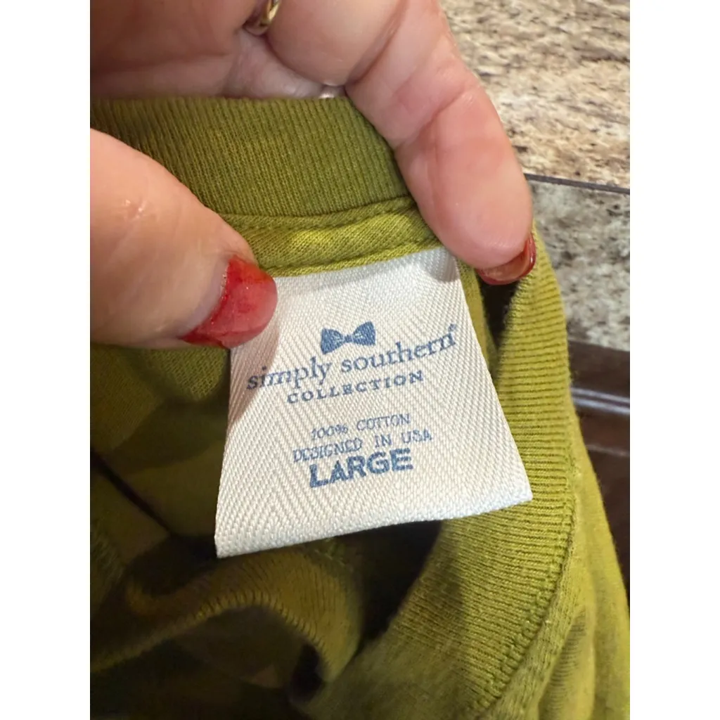 Women's Simply Southern Long Sleeve Tee L Green Messy Bun Don't Care - Image 7