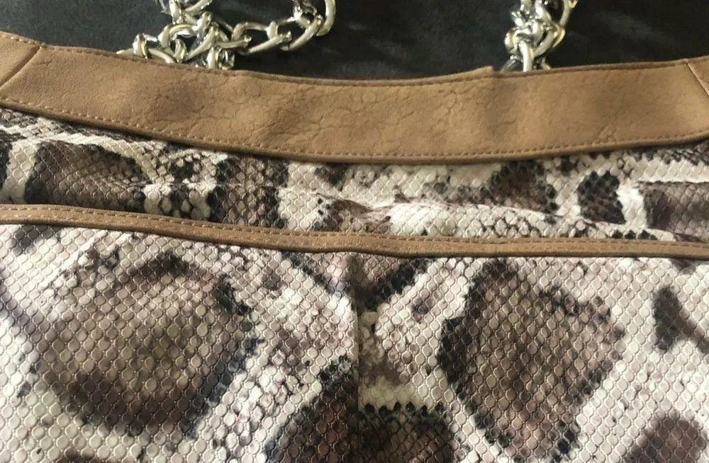 Miche Bianca Faux Leather Snake Print Demi Bag Braided Straps Base Bag & Shell Tan - Image 9