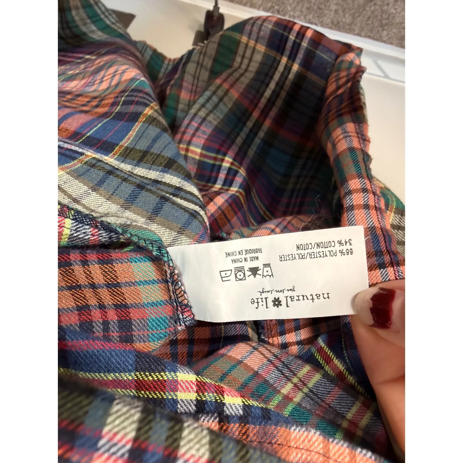 Natural Life Rebecca Plaid Tiered Maxi Dress Shirt Collar Short Sleeve Women's M - Image 3