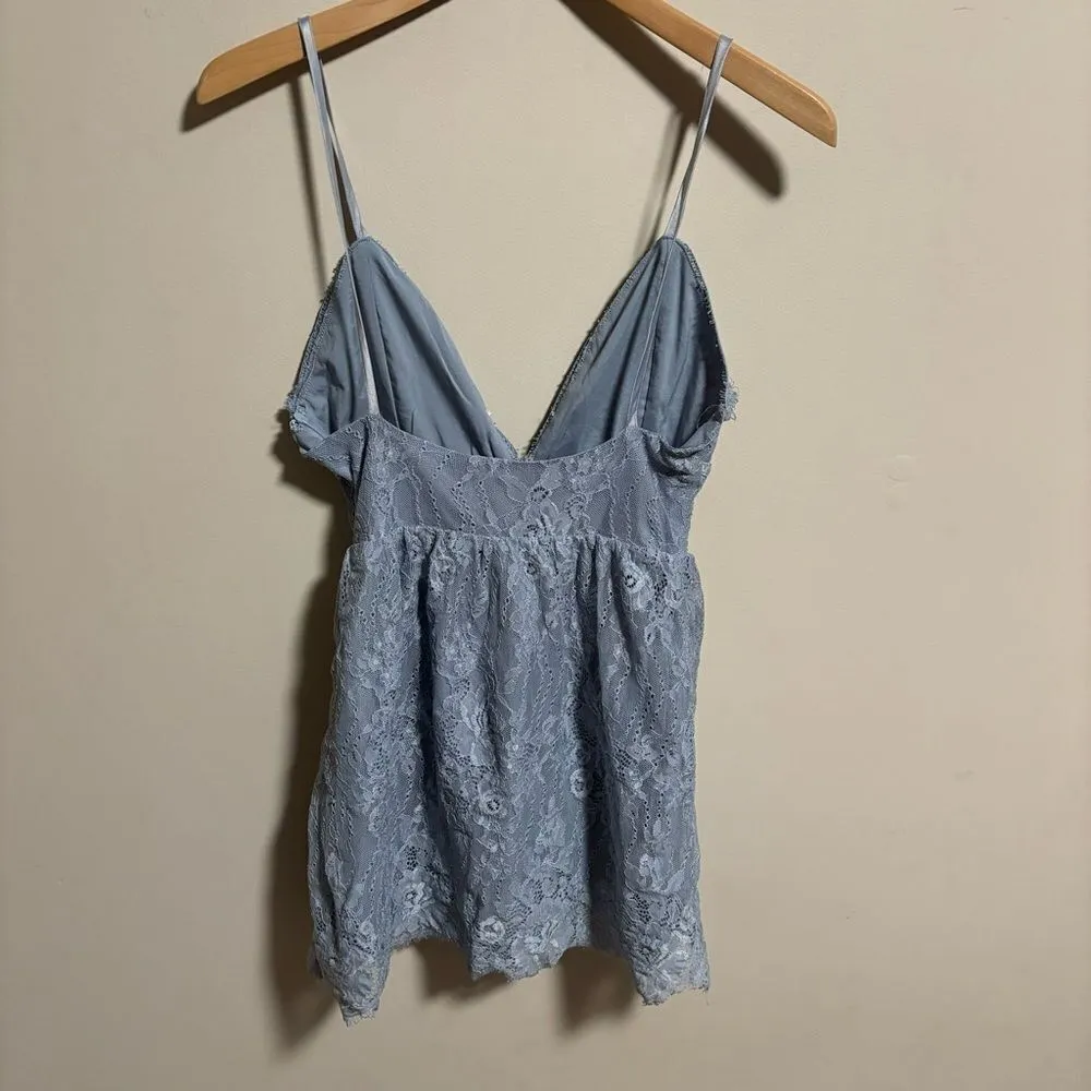 NWOT Superdown x Revolve Mandy Lace Flare Dress in Dusty Blue- Size XS - Image 4