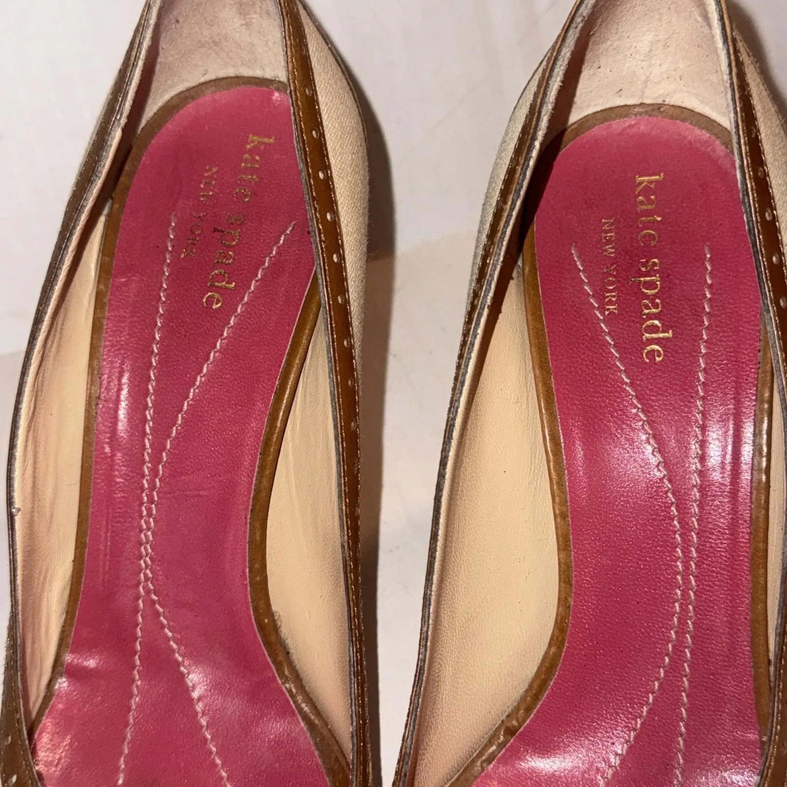 Kate Spade Preppy Peep Toe Old Money Luxury Designer Classic Pumps Size 7.5M - Image 12