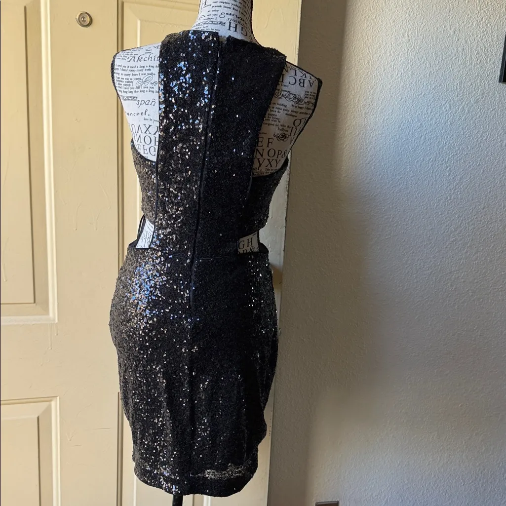 Express Black Sequin Cutout Dress - Image 6
