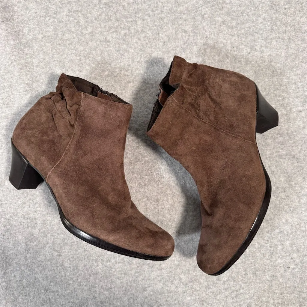 Munro Women's Brown Suede Ankle Booties Scrunch Heel Comfort Casual Size 8.5 - Image 10