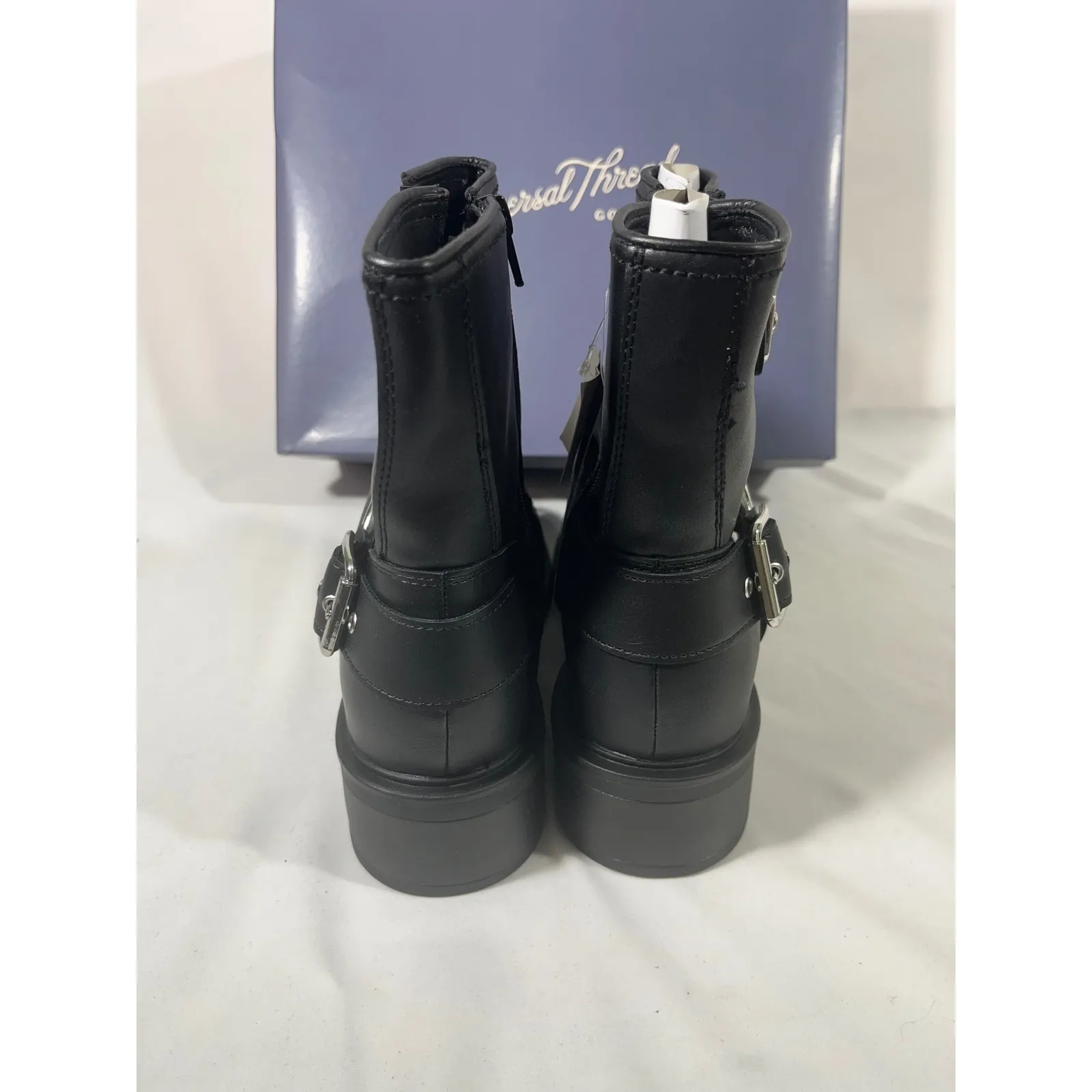 Universal Thread Conner  Faux Leather Buckle Moto Boots Memory Foam Black Sz 9 - Image 4