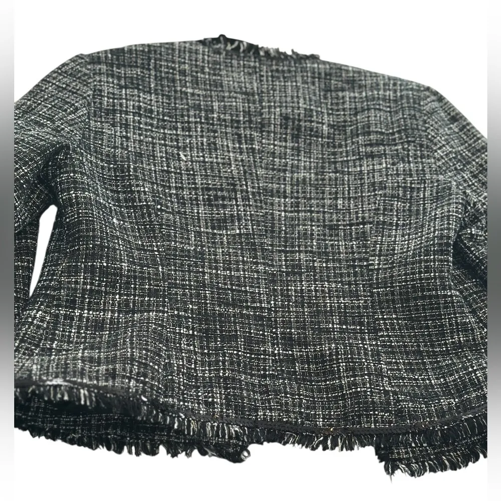 Cato Women's Black Tweed Jacket Open Front Size M - Image 6