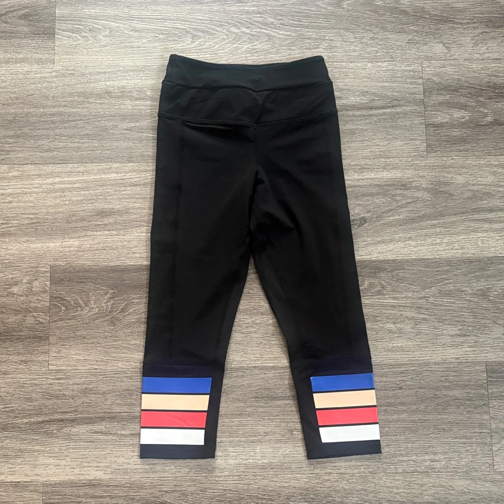 P.E Nation X Revolve The Scoop Cropped Legging in Black Mid rise Stripes Tights Size XS - Image 2