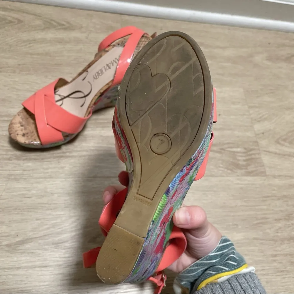 Sam & libby Cork Wedge Platform Heel Sandals US 7 - Image 3