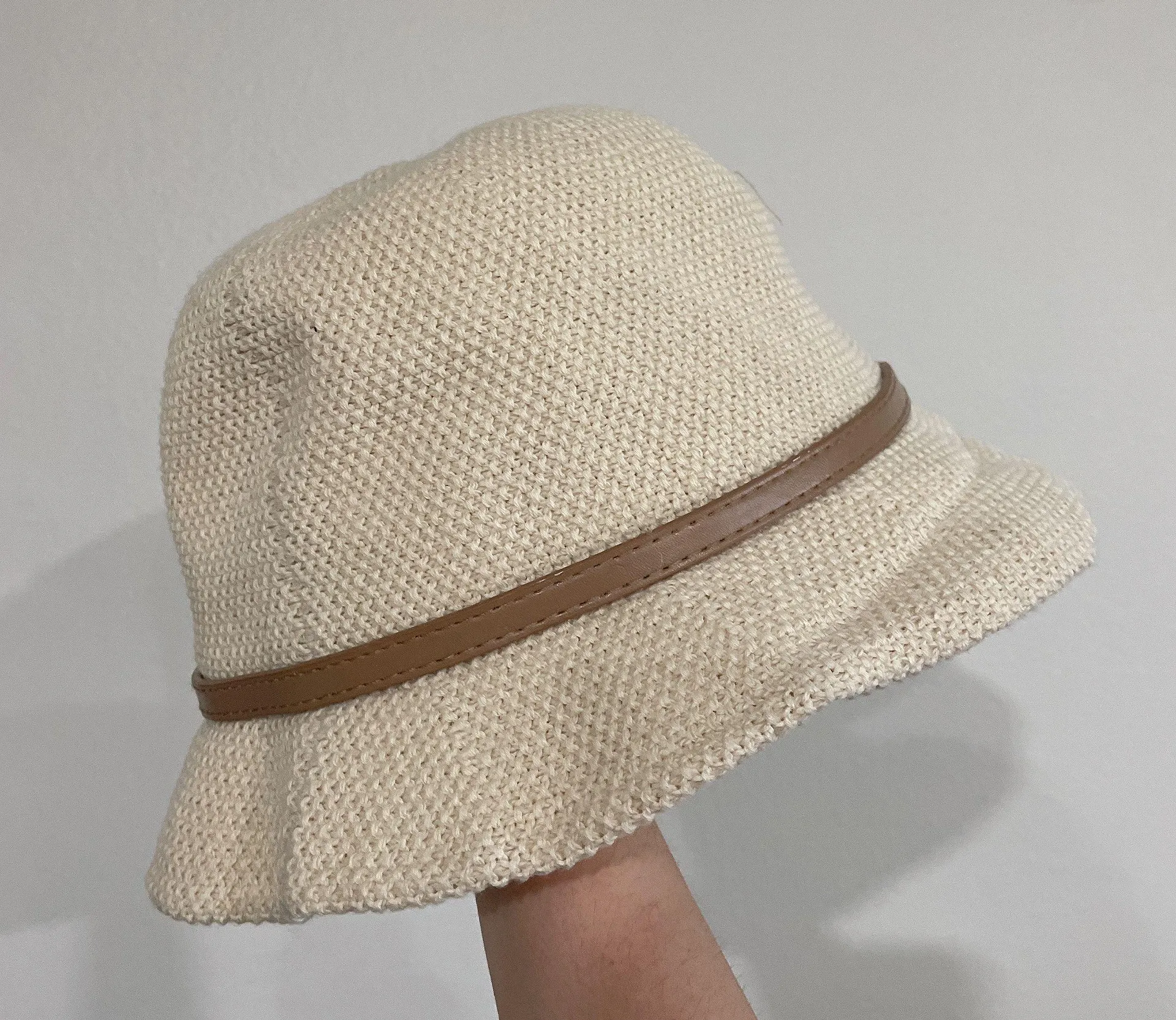Beige Women's Sun Hat Simple Linen Breathable Refreshing Hat Summer Travel Tan - Image 2