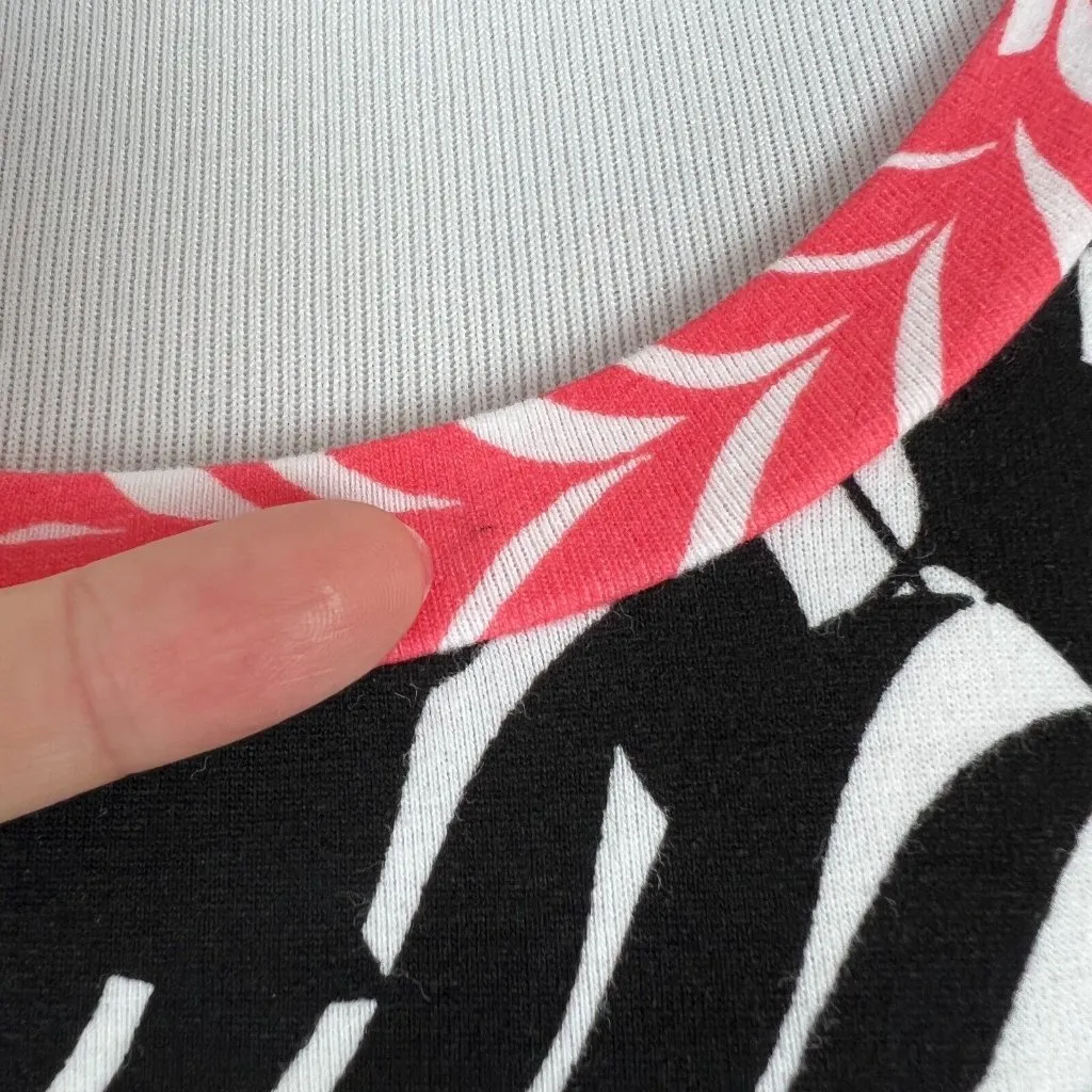 Tommy Bahama Dress Womens‎ Small Black White Palm Print Shift Short Sleeve Mini - Image 3