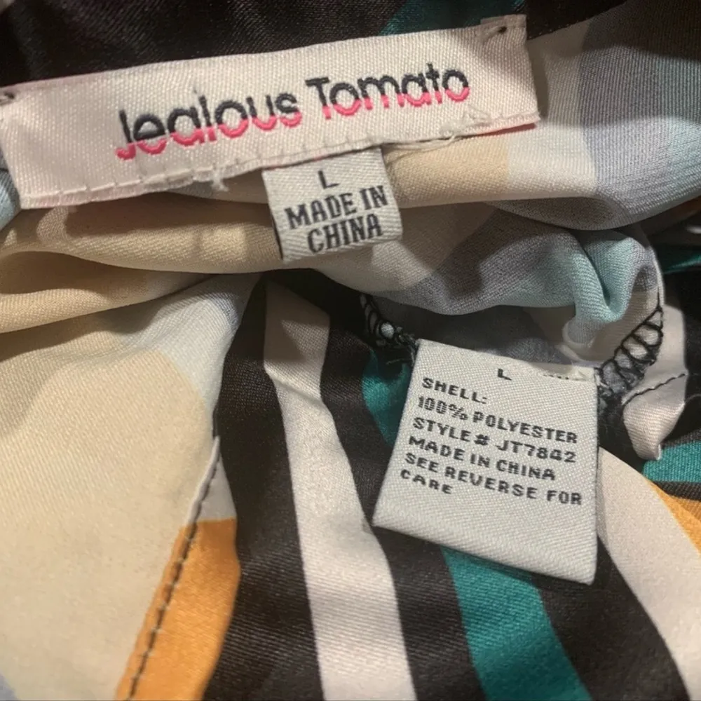 Jealous Tomato Multicolor Striped neck tie Blouse size L - Image 12